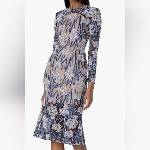 Elliatt Willow Floral Lace Embroidered Sheath Midi Flare Dress - Picture 1 of 7